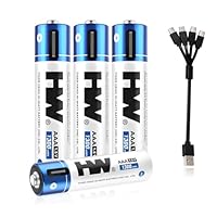 4-Pack HW 1300mWh Rechargeable AAA Lithium Batteries w/ Type-C Cable only .39: eDeal Info