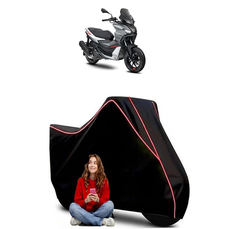 Image of SR GT 125 Scooty Bike Cover Water Resistant Outdoor Use Universal Fit Scooters Motorcycles Heavy Duty UV Protection Dust Rain Scratch Resistant Elastic Bottom Black Blue Piping