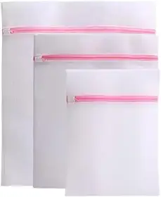 Conjunto De 3 Sacos Para Máquina De Lavar Roupas Delicadas Kit Com 3 Saquinhos Lingerie Lavanderia Lavagem Tamanhos P/M/G Com Zíper Resistente