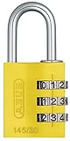 ABUS 145/30 C 30mm Body 3-Dial Resettable Combination Padlock, Yellow