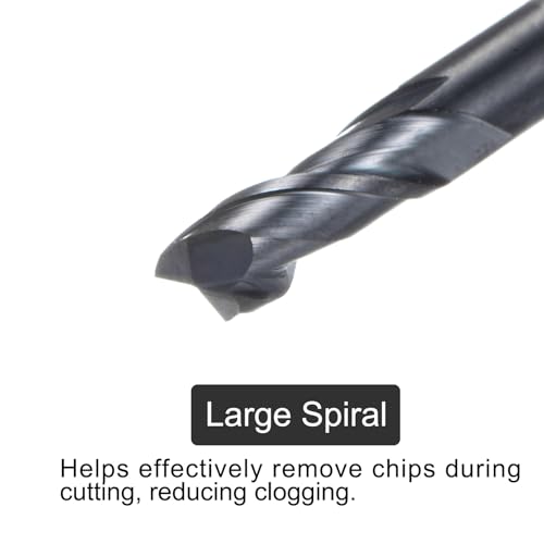 Image of uxcell Carbide Square End Mill, 1 /8 inch Diameter TiAlN Coated 2 Flutes Milling Bit Cutter, for Hardened Steel Stainless Steel Alloy Metal, 1 /8 inch Shank 3 /8 inch Cut Length 1-1 /2 inch Long HRC50