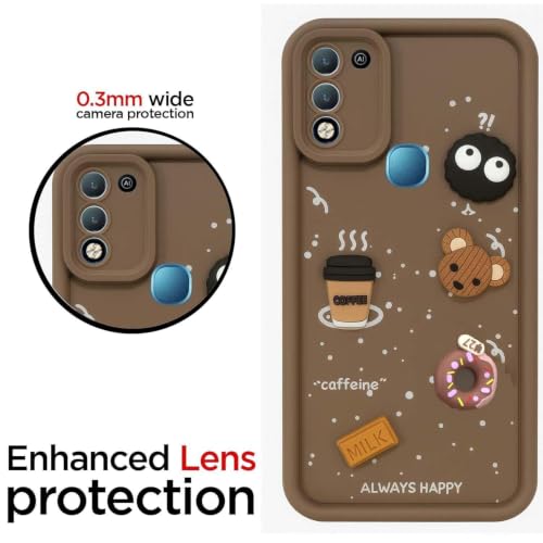 Image of Bintage Cute Fun Ball | Taddy Cartoon 3D Smiley Coffee Cup | Milk Donut | Full Protection Rubber Back Cover Compatible for Infinix X688C / Smart 5 - Brown
