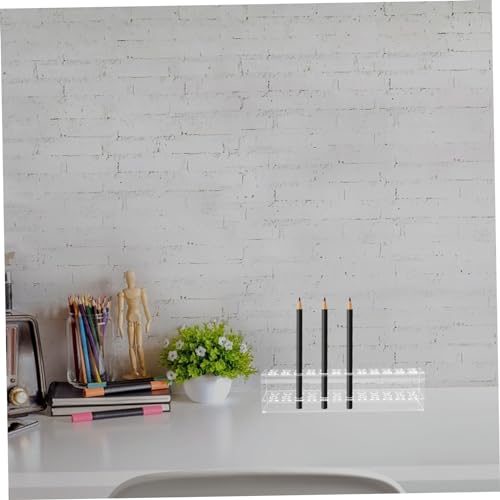 Image of Cabilock Small Desk Organizer Clear Acrylic Brush Display Pen Stand: Pen Holder Pen Organizers for Colored Pencils Paint Makeups Cosmetic Brush Hole Desktop Stand