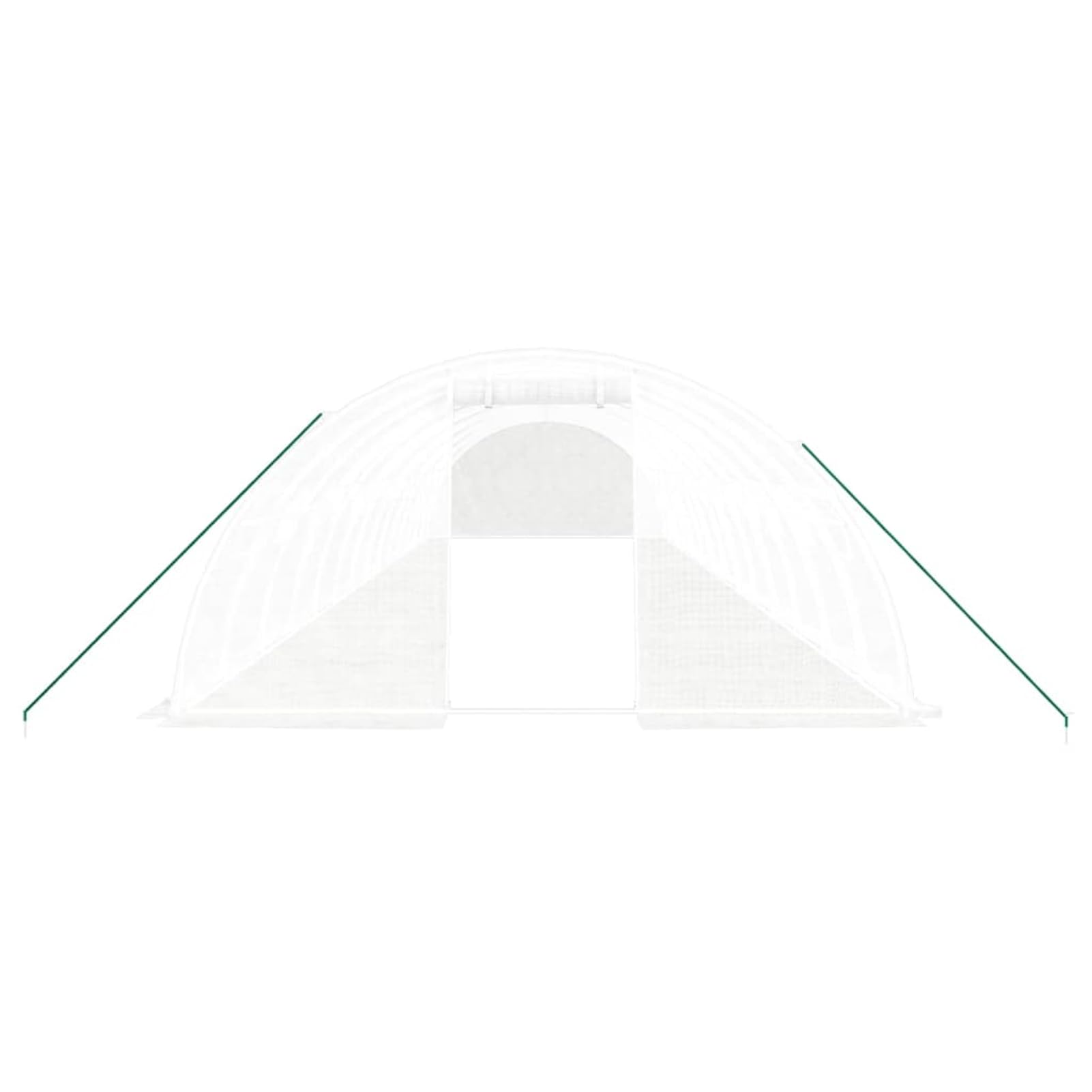 Szklarnia ze stali ocynkowanej, 140 g/m² PE, biała, 56 m² (14 x 4 x 2 m), z zwijanymi oknami z siatki i drzwiami z zamkiem błyskawicznym