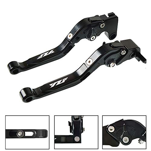 Conjunto de Palanca de Embrague y Freno Extensibles Plegables para Yamaha YZF R1 2004-2014 YZF R6 2005-2016 Negro