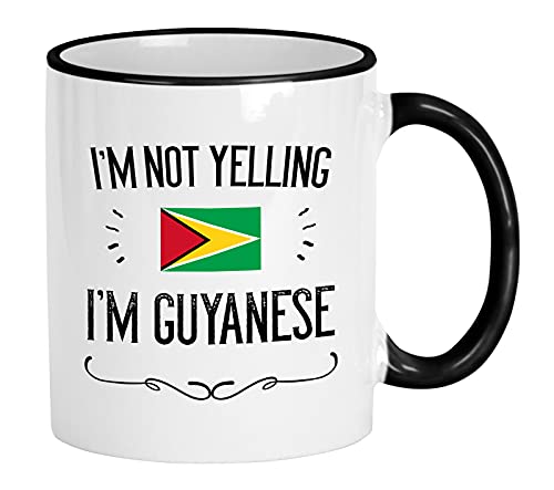Casitika Funny Guyana Gifts. Not Yelling I'm Guyanese Ceramic 11 Oz Mug.