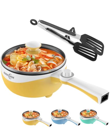 Image of Audecook Electric Hot Pot Mini Electric Skillet Adjustable Power Nonstick | Portable Cooking Pot Multi Ramen Cooker for Noodles, Soup, Steak, Eggs, Oatmeal, Home, Office, Dorm Room, and Travel