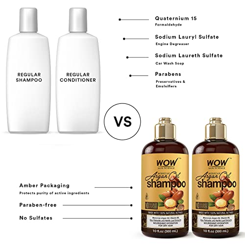Wow Moroccan Argan Oil Shampoo With Dht Blockers - Boost Fast Hair Growth, Reduce Frizz, Hair Loss - Clean Scalp, Stronger Hair - For Soft & Smooth Hair - Silicone, Paraben, Sulfate Free - 500 Ml (16.9 Fl Oz (Pack Of 2)) #TOP3