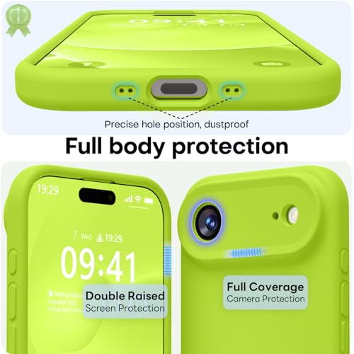 Image of LOVE 3000 Designed for iPhone Air Case, Premium Silicone [Compatible with Magsafe][Soft Anti-Scratch Microfiber Lining] Shockproof Protective Phone Case for Men Women 6.5 inch, Fluorescent Green