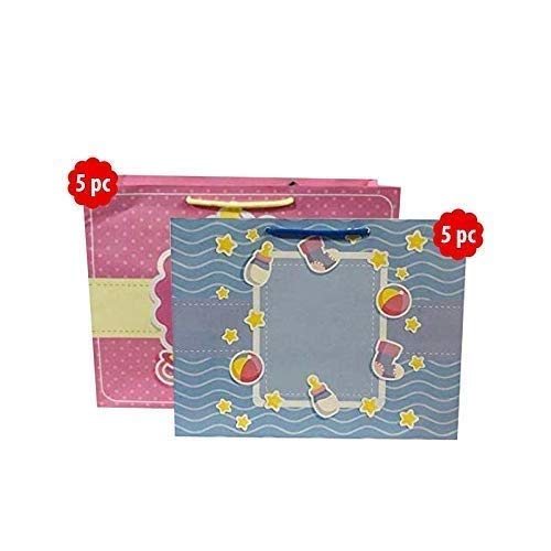 Flute Cubes Presents Beautiful Baby Shower Blue & Pink Combo Designer Gift Paper Bag (Size- 13 inch x 10 inch x 4 inch) Pack of 10 (B083ZV8CML) Amazon Price History, Amazon Price Tracker