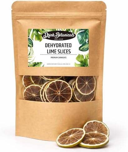 Dried Dehydrated Dried Lime Slices Wheels | 40+ Slices | 100% Natural | Dry Lime for Garnishing Cocktails, Cooking, Baking, Wreaths Drinks | Citrus Fruit Slices | 40 Grams, 1.4 Oz | Drink Botanicals