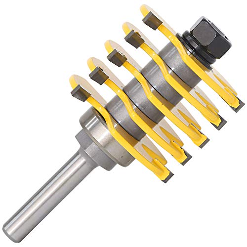 Brocas for enrutador, 1 pieza Broca for enrutador de juntas de caja - Ajustable 5 cuchillas - 3 flautas - Vástago de 8 "para cortador de madera Cortador de espiga for herramientas de carpintería, for