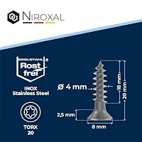 Edelstahlschrauben Torx Holzschrauben 4x20 Edelstahl V2A rostfrei Spanplattenschrauben für Holz Vollgewinde 4mm stark 20mm lang 500 Stück Schrauben Holz A2 – Ansicht 2