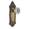 Nostalgic Warehouse 702105 Victorian Plate with Crystal Glass Knob, Passage - 2.375", Antique Brass
