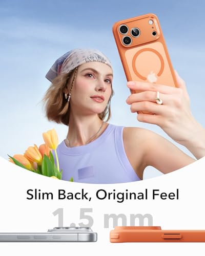 Image of ESR for iPhone 17 Pro Max Case, Camera Control Cover, Compatible with MagSafe, Shockproof Military-Grade Protection, Magnetic Phone Case for iPhone 17 Pro Max, Classic Hybrid Case, Frosted Orange