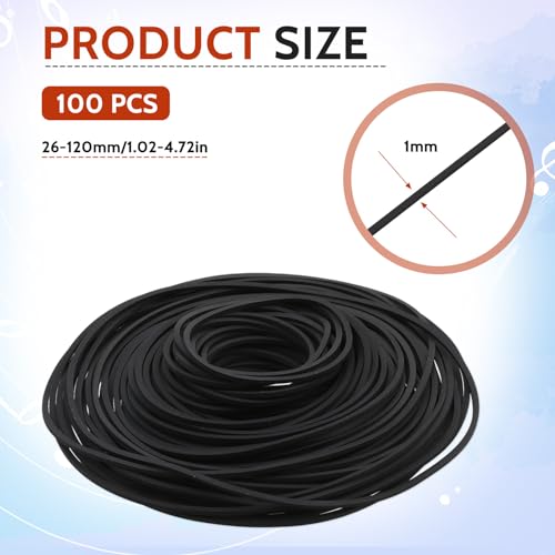 image for Sliverdew 100 Pcs Recorder Rubber Belts Cassette Recorder Repair Maint