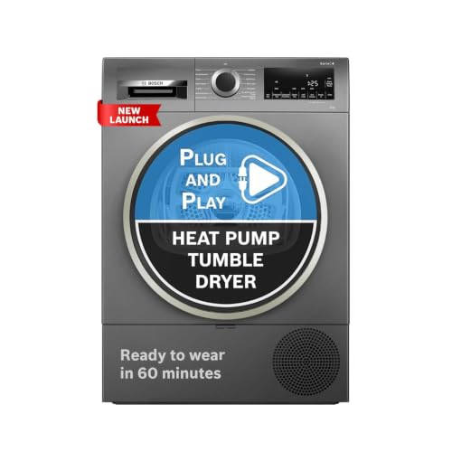 Image of Bosch 9 kg Front Load Fully-Automatic Heat Pump Tumble Dryer, 100% Drying, 5 Drying Options, Reduces 99.9% Allergens, Ready-to-Wear, Cast Iron Grey, WQG2420RIN (2026 Model)