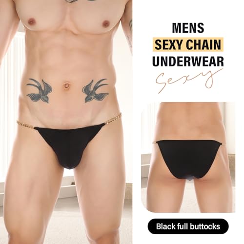 Mens Chain Briefs Sexy Underwear Elastic Waist Sissy Panties with Metal Chain2