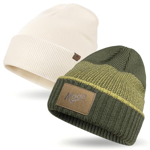 Womens Winter Beanie Set, Double Layer Knit Hats for Extra Warmth, Soft Stretchy Cold Weather Caps for Outdoor Wear Combo F 2