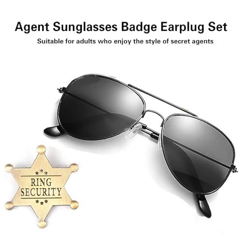 Déguisement d'Halloween sécurité secrète complet avec lunettes écouteur et badge - 5