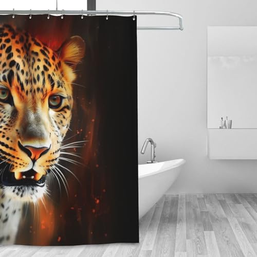 Rideau de douche imperméable léopard 183x183 cm en tissu lavable - 2