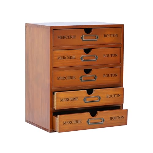 Vintage 5-Drawer Wooden Desk Organizer - Craft Storage - Rustic Shelf Drawer - Home Bedazzling, Rhinestone Organizers and Accessories - Embroidery Floss - Apothecary Cabinet, Art Storage I Stackable