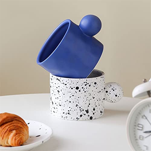 NFEGSIYA Tazas Desayuno Copa Blanco Negro Azul Tazas y Placas Cerámica Café Té Milk Tazas Pan Placa Placa Plato Plato… - Imagen 6