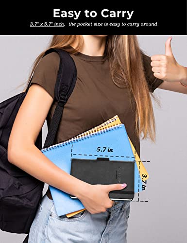 Aisbugur Pocket Notebook Small Notebook 2-Pack, 3.5" X 5.5" Pocket Notebooks Hardcover With Thick Lined Paper, Inner Pockets, Cover Letter Embossing Design Mini Journal Notepad 1Black 1Brown Leather #TOP4