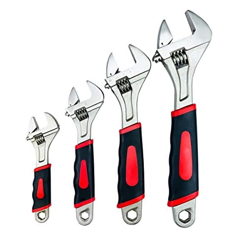 Navegando Adjustable Spanner Set, 4PCs Adjustable Wrench Set Multifunctional Wrench with Reversible Wide Opening Jaw (6/ 8/ 10/ 12 in) Cover