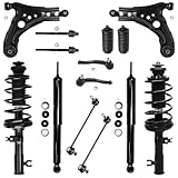 Detroit Axle - Front 14pc Suspension Kit for Chevy Aveo Aveo5 Pontiac G3 Wave, 2 Rear Shock Absorbers 2 Struts 2 Lower Control Arms 2 Sway Bars 4 Outer & Inner Tie Rods 2 Boots Replacement