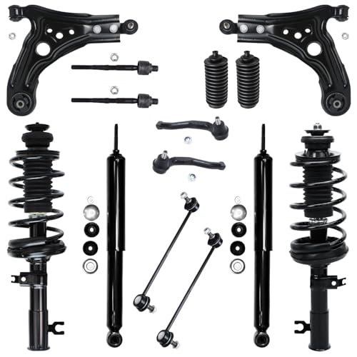 Detroit Axle - Front 14pc Suspension Kit for Chevy Aveo Aveo5 Pontiac G3 Wave, 2 Rear Shock Absorbers 2 Struts 2 Lower Control Arms 2 Sway Bars 4 Outer & Inner Tie Rods 2 Boots Replacement