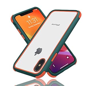 Mobnano Ultra Hybrid iPhone X/XS Hoesje Transparente beschermend Hoesje Bumper schokbestendig robuust hybride stijlvol Siliconen slank slim duidelijk hard Case – Groen/oranje