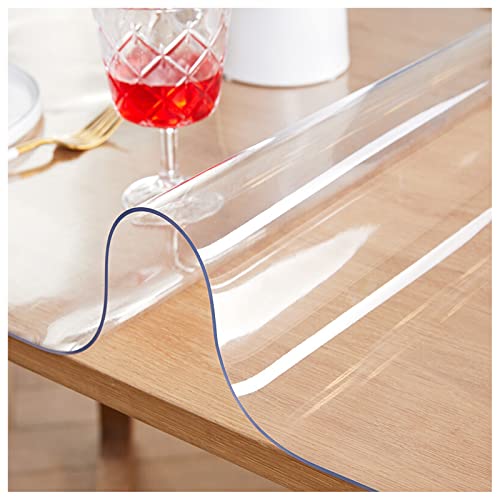 Mantel transparente impermeable de 2 mm de grosor, fácil de limpiar, rectangular, protector de hule para mesas de madera, duradero y elegante.