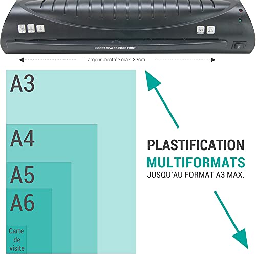 Plastifieuse A3 machine à plastifier A4 A5 avec pochettes de plastification incluses