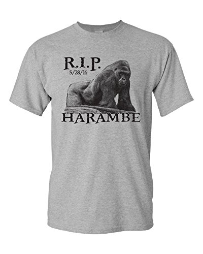 Jacted Up Tees Harambe The Gorilla RIP Cincinnati Zoo Men's T-Shirt - 3XL Sport Gray (1419)