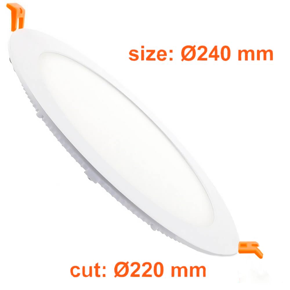 FactorLED Pack x2 Downlight LED Techo Empotrable Circular Slim 24cm 26W (260W), Panel Redondo Empotrado, Placa Extraplana, Luz Seleccionable 2700K-4000K-5700K (CCT) (2, Ø240mm)