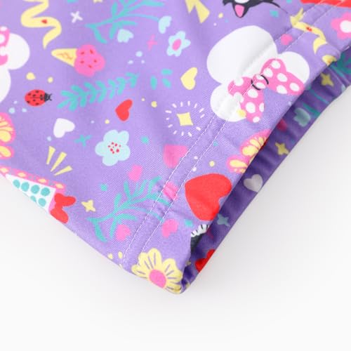 Image of Disney Minnie Mouse Toddler Girl's 2 Piece Outfits Fuzzy Fleece Pullover All-Over Print Leggings Fall Winter Set Purple 4-5T