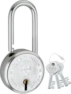 Harrison T-26 BCP L/S-0275 Steel 9 Levers Padlock with 3 Keys, Silver Finish