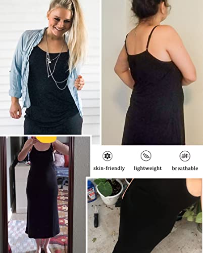 Image of Vlazom Women Full Slips Sexy Soft Slip Dress for Under Dress Spaghetti Strap Cami Slip Chemises V Neck Negligee S-3XL