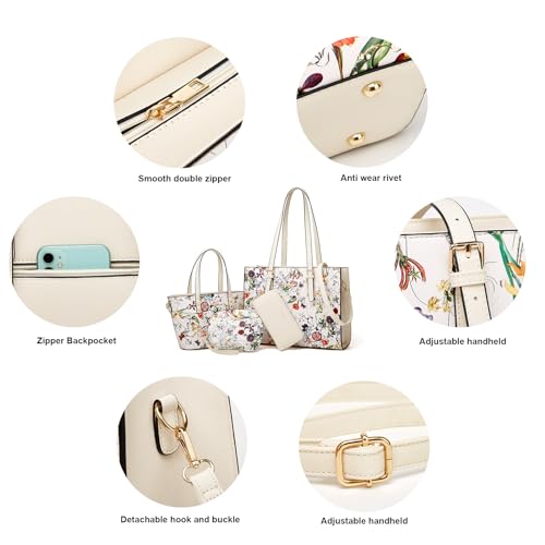 Image of Women Fashion Synthetic Leather Handbags Tote Bag Shoulder Bag Top Handle Satchel Purse Set