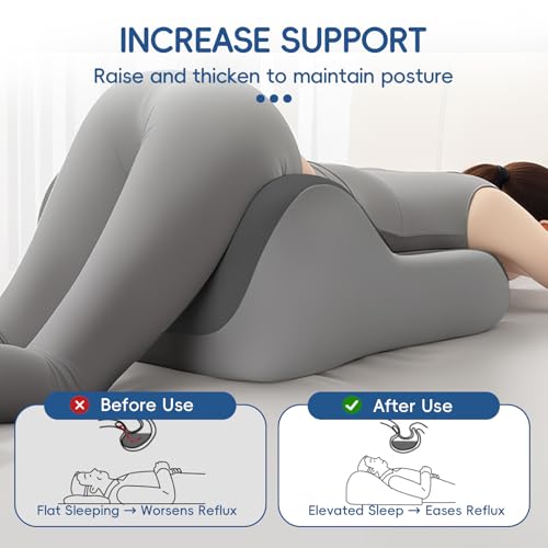 Image of Latex Comfort Pillow for Adults | Supportive Cushion for Pregnancy, Relaxation & Couples | All-Purpose Sleeping & Lounging Pillow with Washable Cover-Two-Tone Gray