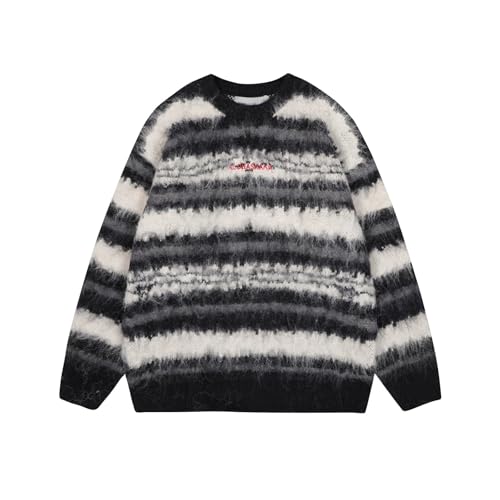 Men's Round Neck Pullover Sweater Casual Lightweight Knitted Sweaters Patchwork Color Block Stripe Soft Sweaters2