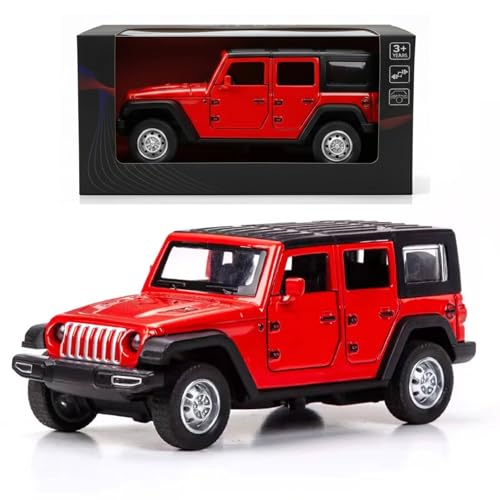 Image of SHAKTISM Die-Cast Metal Car Toy -1:36 Scale, Opening Doors, Pull Back Function, Collectible Toy, Racing Car for Kids Birthday Gift for Boys Girls (Red Wrangler Diecast)