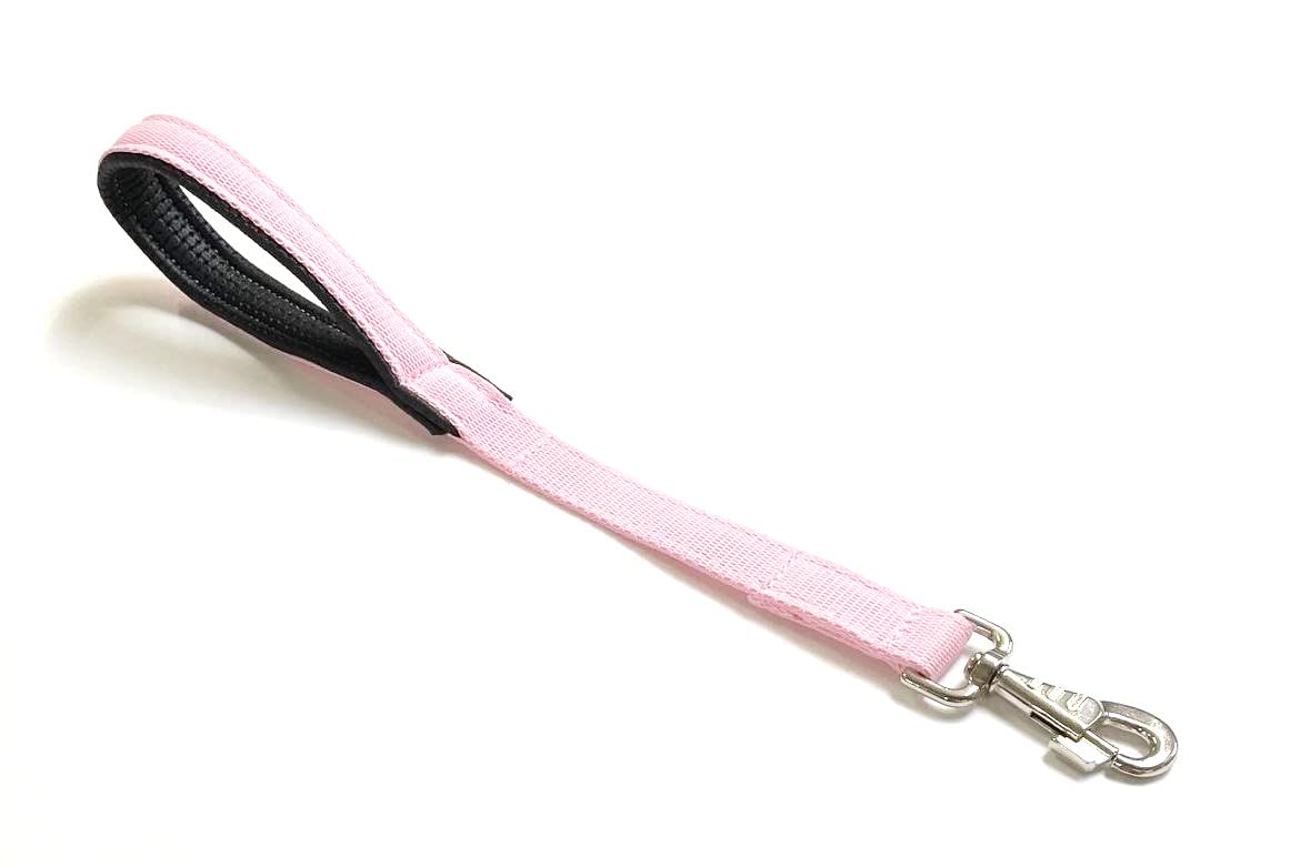 20" Padded Handle Dog Lead Short Close Control Traffic Training Leash Quick Grab Handle 25mm Webbing (Baby Pink)
