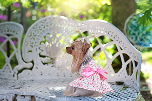 Petroom Elegant Floral Puppy Dog Dress, Sundress Vest Shirt for Small Dogs Cats (Pink,XS) - Image 4