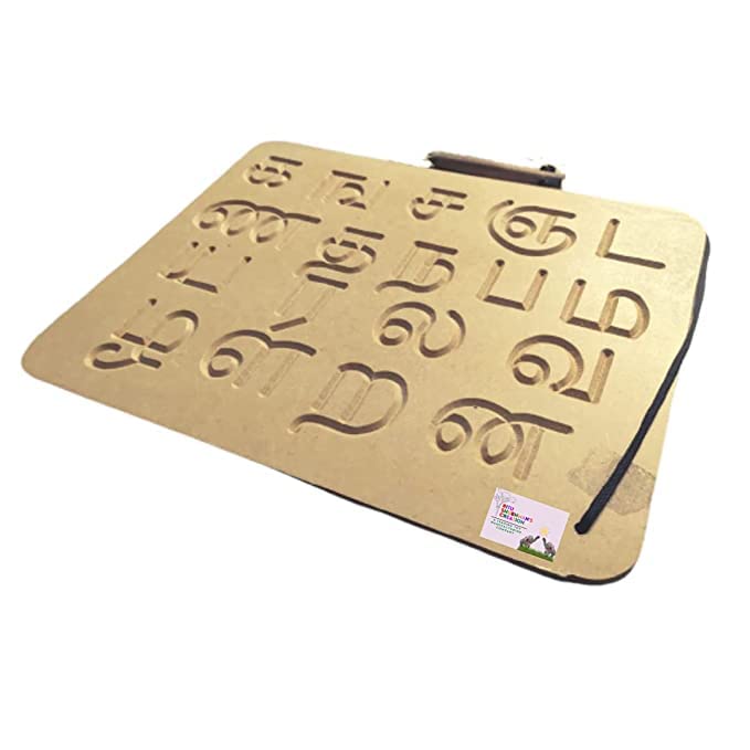 Ritu Shubhman's Creation Wooden Tamil Consonants Handwriting Practice Board Tamil Alphabets