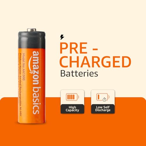 Image of Amazon Basics AA Rechargeable Batteries | 1300 mAh with 1.2 V Power| Ni-MH Batteries (Pack of 2)