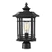 Emliviar Outdoor Post Lighting Fixture 17 inch, 1-Light Exterior Post Light in Black Finish with Seeded Glass, A2202110P1