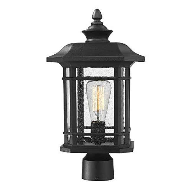 Emliviar Outdoor Post Lighting Fixture 17 inch 1-Light Black Finish A2202110P1