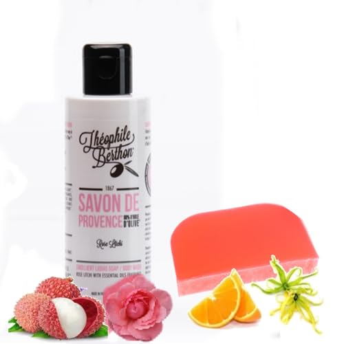 Coffret Gel Douche Artisanal aux Parfums Rose et Litchi et Tranche de Shampoing Solide à l'Huile d'Argan Parfums Ylang Ylang et Orange